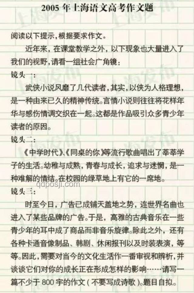 上海作文題出處與考生反饋對(duì)比分析